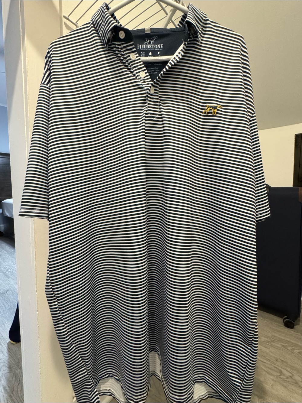 Fieldstone Men's Navy Striped Polo